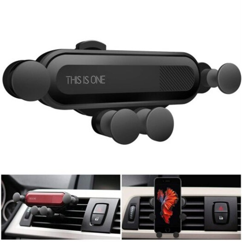 Universal Car Phone Holder Air Vent Gravity Linkage Shock Mount Black
