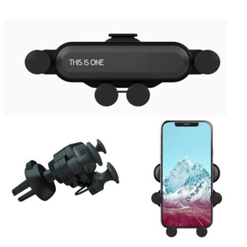 Universal Car Phone Holder Air Vent Gravity Linkage Shock Mount Black