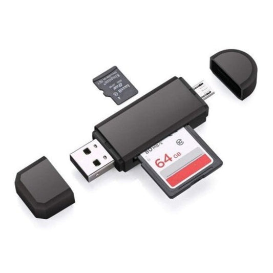 Universal Micro Usb Multifunction Card Reader 2 In 1 2.0 Connectors Sd Tf Jet Black