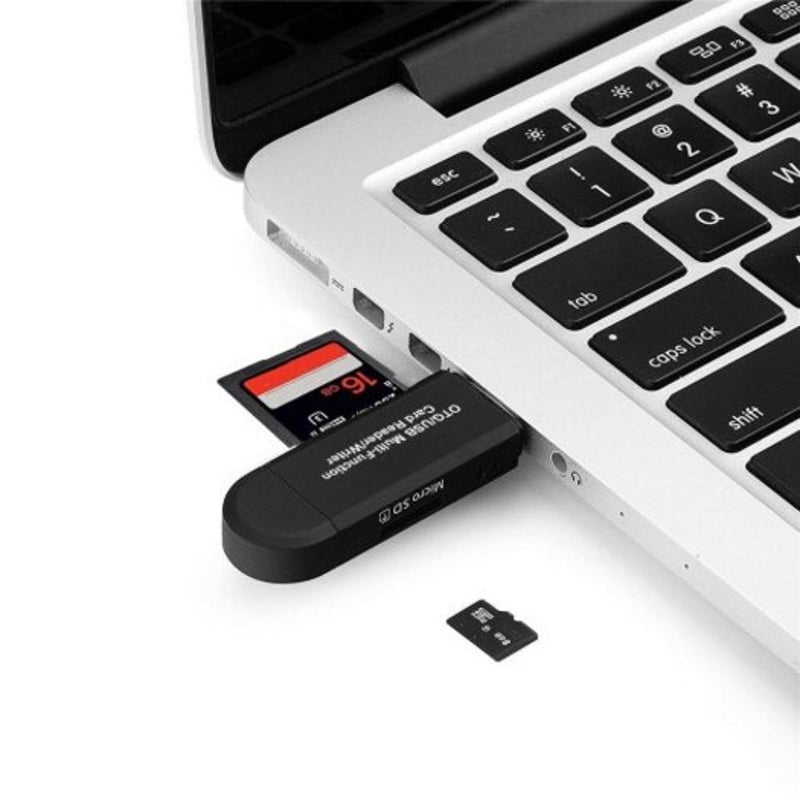 Universal Micro Usb Multifunction Card Reader 2 In 1 2.0 Connectors Sd Tf Jet Black