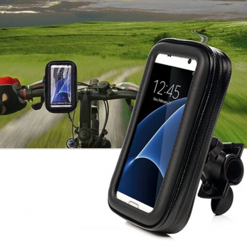 Universal Motorcycle Bike Bicycle Handlebar Waterproof Phone Mount Bag Holder Case Black