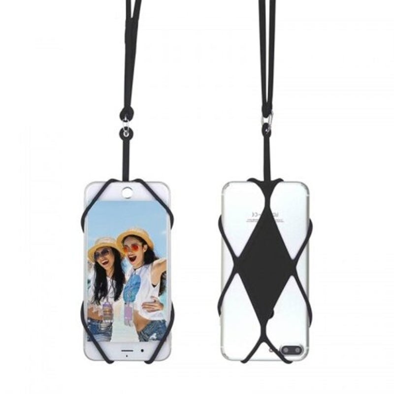 Universal Silicone Cell Phone Lanyard Holder Case Cover For Xiaomi Ipone Samsung Black