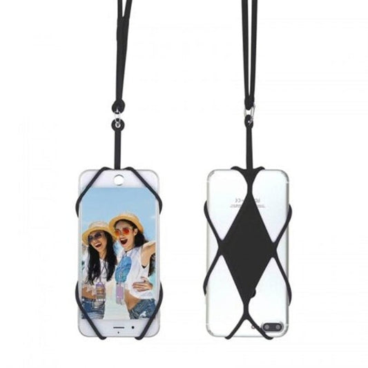 Universal Silicone Cell Phone Lanyard Holder Case Cover For Xiaomi Ipone Samsung Black