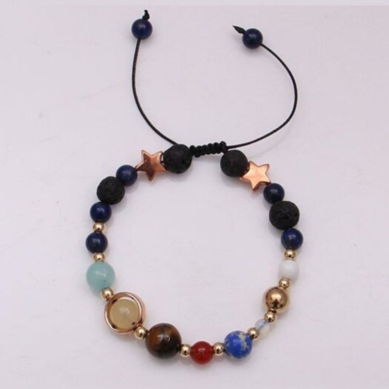 Veile Studios Universe Solar System Colorful Beads Bracelet Cosmic Galaxy