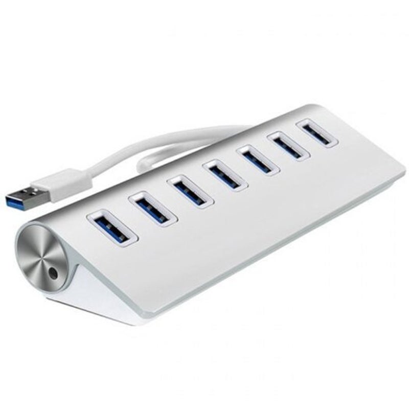 Usb 3.0 7 Ports Aluminum Alloy Hub Silver