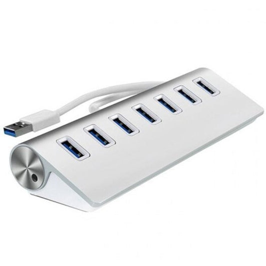 Usb 3.0 7 Ports Aluminum Alloy Hub Silver