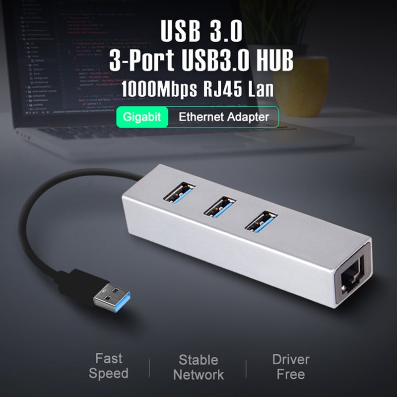 Usb 3.0 Hub Ethernet Network Adapter Ports To Rj45 Lan 101001000M Card For Macbook Windows