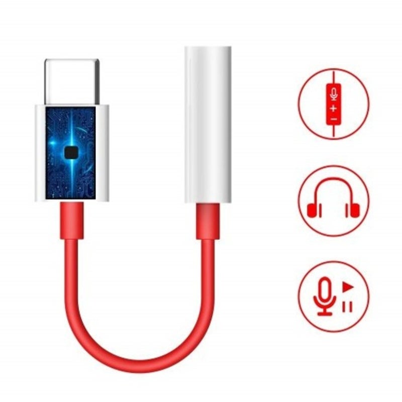 Usb 3.1 Type C To 3.5Mm Jack Audio Adapter For Oneplus 6T / 7 5T 2Pcs Red