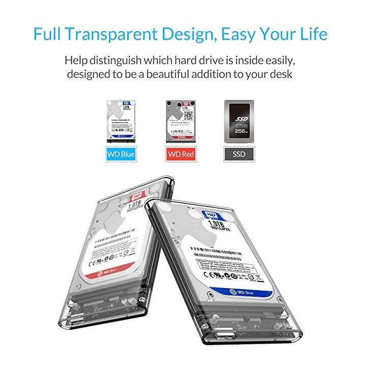 Portable External Hard Drives Usb 3 Enclosure Casing For 2.5 Inch 7Mm / 9.5Mm Sata Hdd Ssd Support Uasp Iii Max 2Tb Tool
