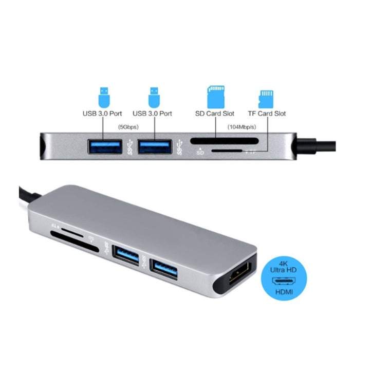 5 In 1 Usb C Hdmi Adapter For Macbook Pro 2016 / 2017 To Output Sdmicrosd Card Reader Ports 3.0