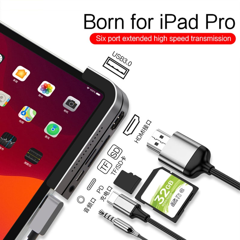 Usb C Hub For Ipad Pro 11 12.9 2020 2018 Type Dock 3.0 Hdmi 3.5Mm Pd Port Splitter Adapter Converter Tablet