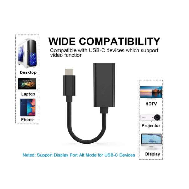 Usb Type C To Hdmi Adapter 4K Cable For Macbook 2015 2016 2017 Pro 2018 Samsung Galaxy S9 S8 Surface Book Dell Xpx 13 Pi