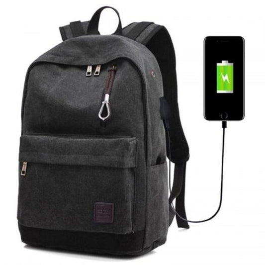 Usb Charging Port Laptop Backpack Men's Canvas Outdoor Travel Sports Bag