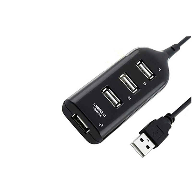 Usb Flash Drive Black 2.0 Hi Speed 4 Port Splitter Hub Adapter For Pc Computer Accessories