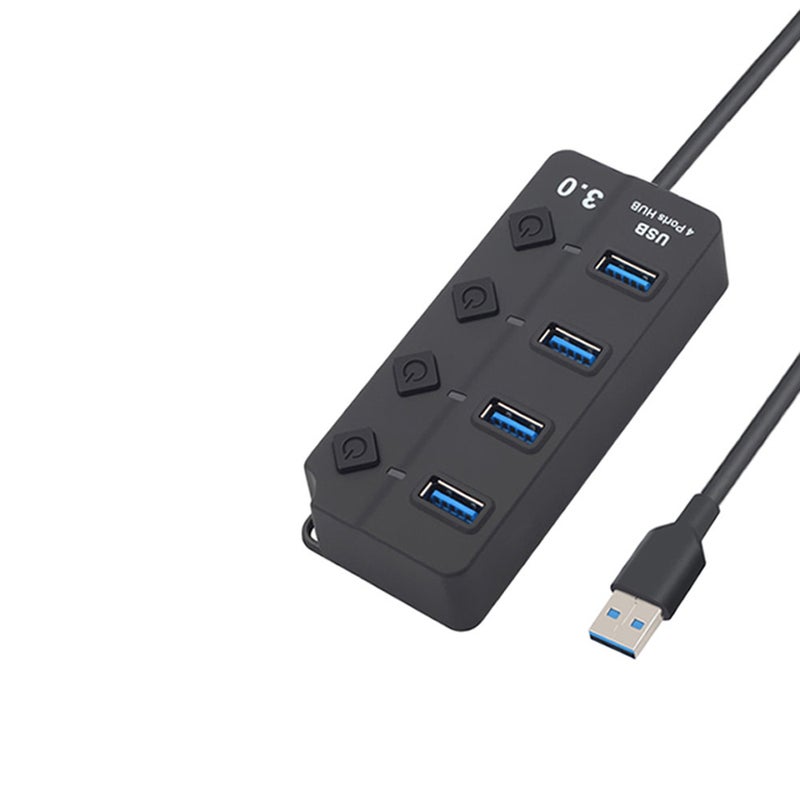 Usb Hub 3.0 High Speed 4 Port Splitter Onoff Switch With Adapter For Macbook Laptop Pc