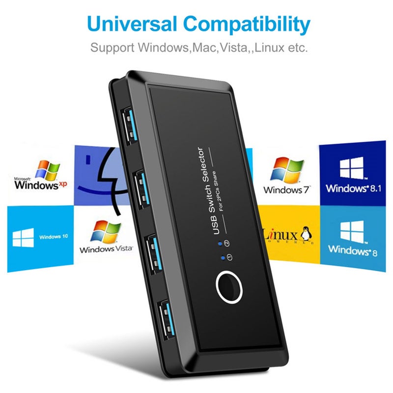 Usb Kvm Switch Box 3.0 2.0 Switcher Port Pcs Sharing 4 Devices For Keyboard Mouse Printer Monitor With Cable