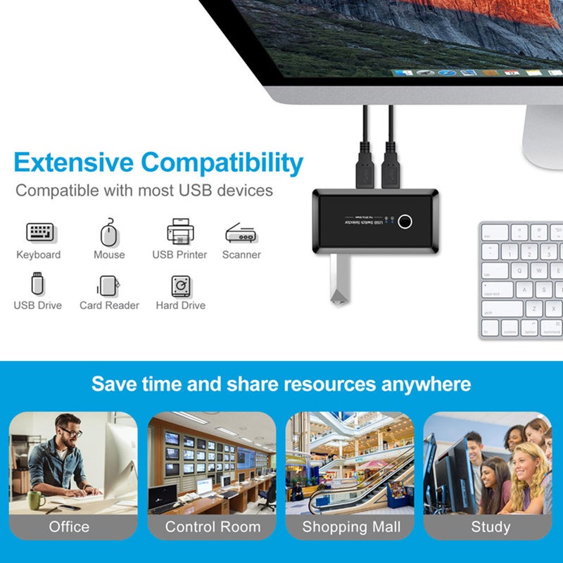 Usb Kvm Switch Box 3.0 2.0 Switcher Port Pcs Sharing 4 Devices For Keyboard Mouse Printer Monitor With Cable