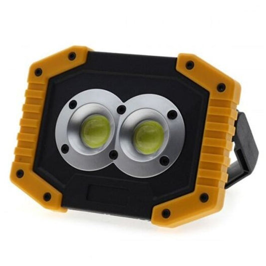 Usb Rechargeable Mini Led Floodlight Outdoor Portable Lamp Handheld Emergency Work Light 1000Lm Yellow Double Circular