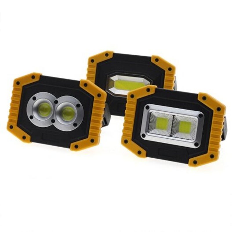 Usb Rechargeable Mini Led Floodlight Outdoor Portable Lamp Handheld Emergency Work Light 1000Lm Yellow Double Circular