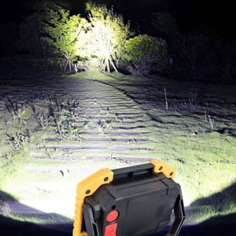 Usb Rechargeable Mini Led Floodlight Outdoor Portable Lamp Handheld Emergency Work Light 1000Lm Yellow Double Circular