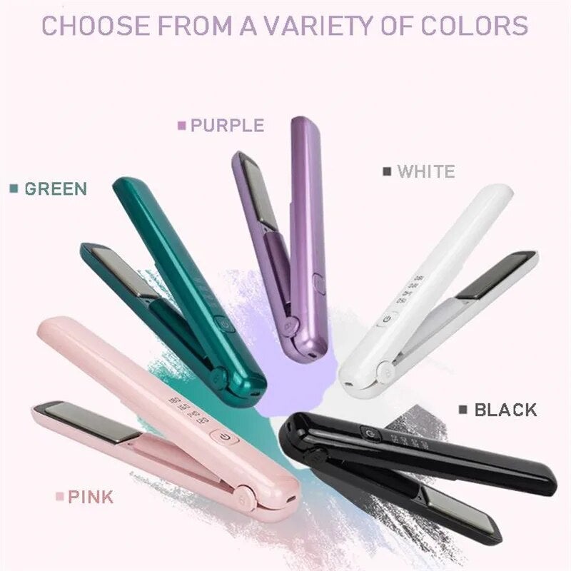 Usb Rechargeable Portable Mini Wireless Curling Iron Hair Straightener Dual Purpose