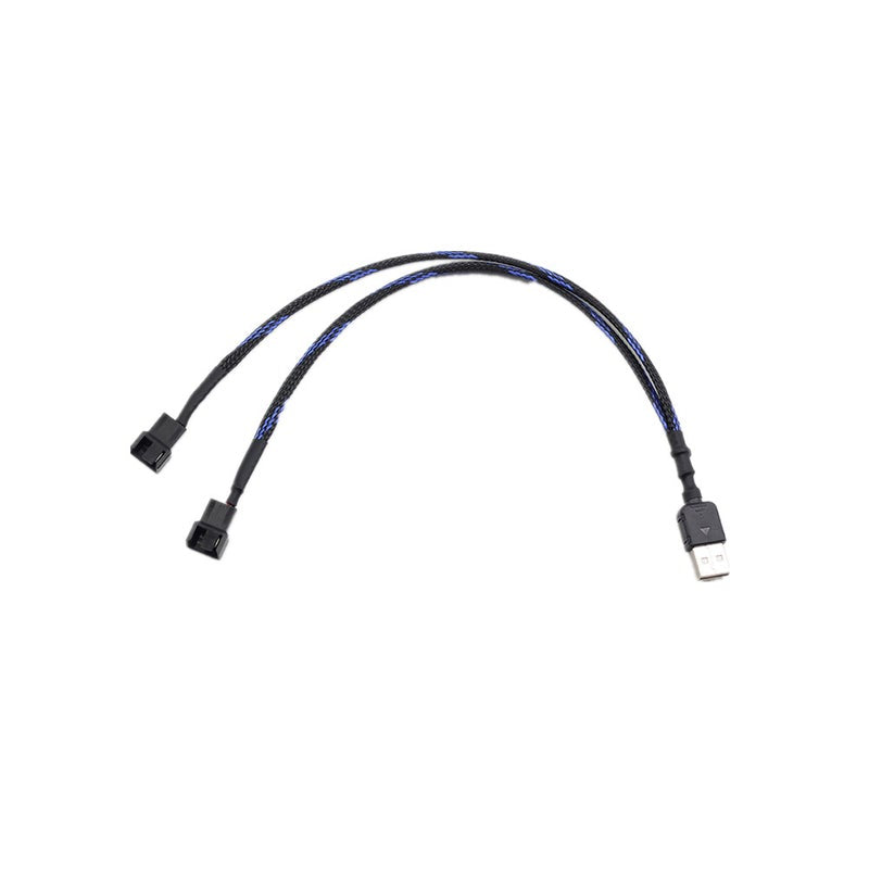 Usb To 2 3 4 Pin Pwm 5V Sleeved Dual Fan Power Adapter Cable 30Cm