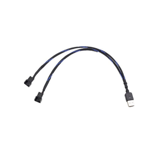 Usb To 2 3 4 Pin Pwm 5V Sleeved Dual Fan Power Adapter Cable 30Cm