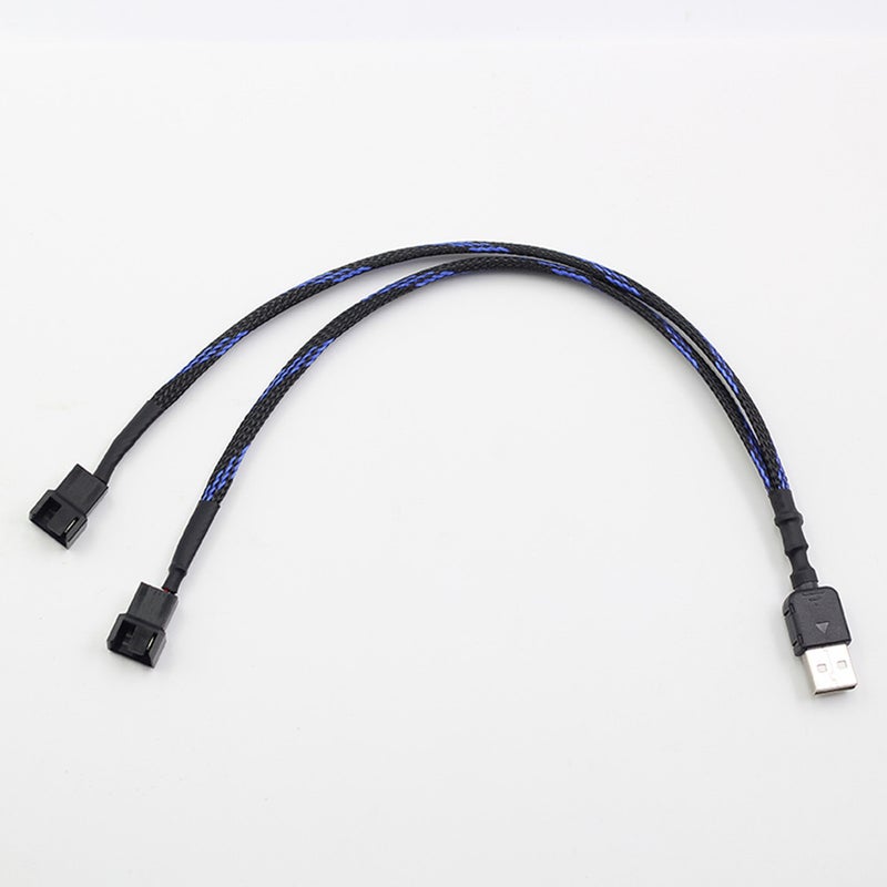 Usb To 2 3 4 Pin Pwm 5V Sleeved Dual Fan Power Adapter Cable 30Cm