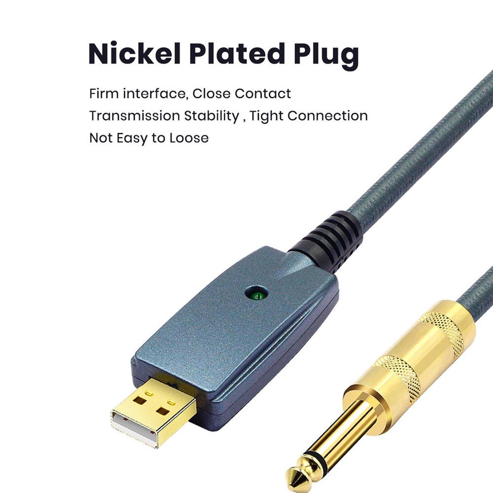 Usb To Guitar Cable Interface Male 6.35Mm Jack Electric Accessories Audio Connector Cord Adapter For Instrument 3M