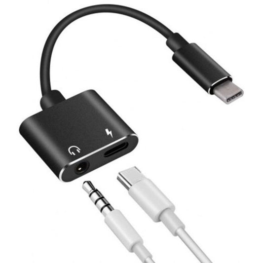 Usb Type C To 3.5 Mm And Charger 2 In 1 Headphone Audio Jack Cable Adapter Black