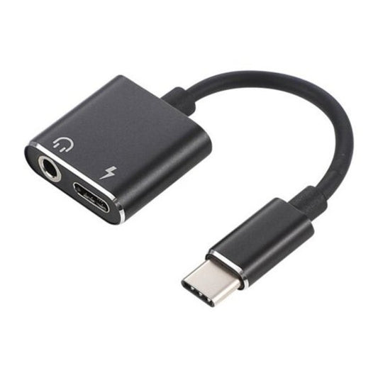 Usb Type C To 3.5Mm Splitter Adapter Audio Jack Connect Headphone Earphone Black