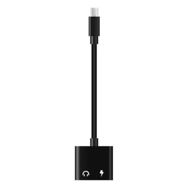 Usb Type C To 3.5Mm Splitter Adapter Audio Jack Connect Headphone Earphone Black