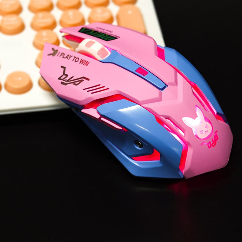 Usb Wireless Gaming Mouse Pink Computer Professional E Sports 2400Dpi Colorful Backlit Silent For Lol Data Laptop Pc