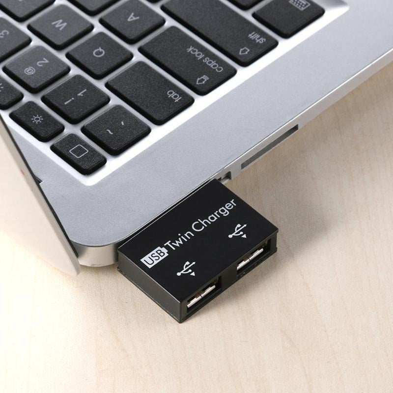 Usb2.0 Male To Twin Charger Dual Port Splitter Hub Adapter Converter Charging Wire Plug For Laptop Pc