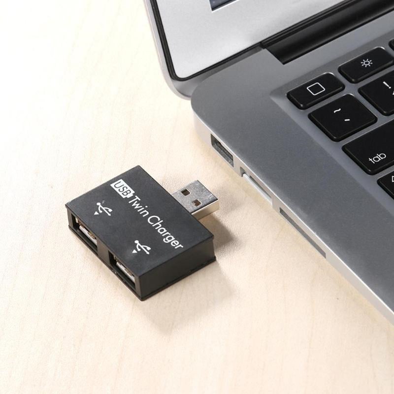 Usb2.0 Male To Twin Charger Dual Port Splitter Hub Adapter Converter Charging Wire Plug For Laptop Pc