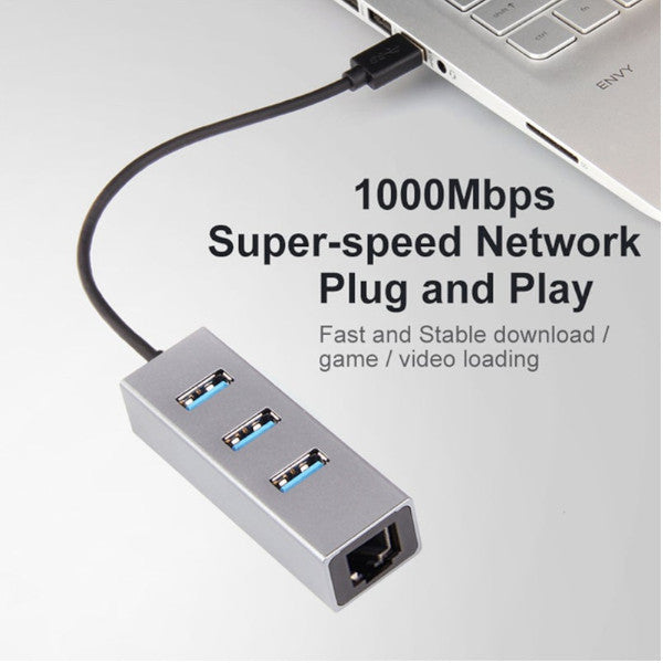 Usb 3.0 Hub Ethernet Network Adapter Ports To Rj45 Lan 101001000M Card For Macbook Windows