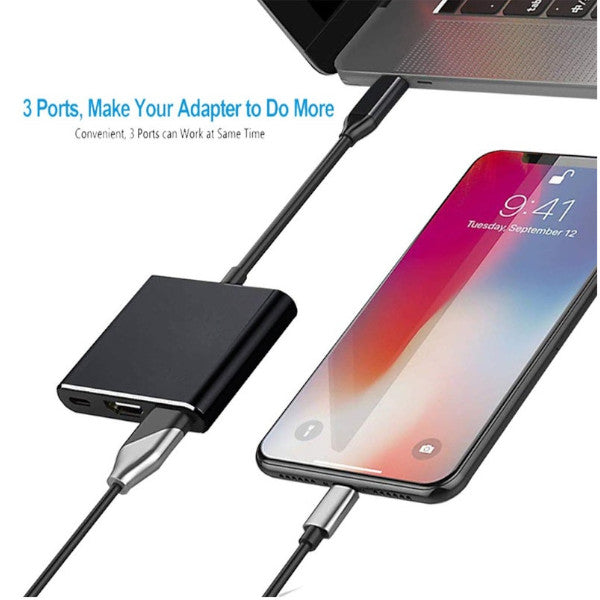 Usb C To Hdmi-Compatible 4K Adapter 3 In 1 Hub With Output 3.0 Port