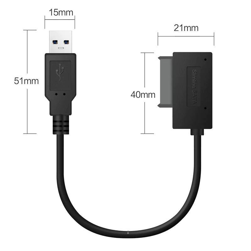 Usb Adapter Pc 6P 7P Cd Dvd Rom Sata To 2.0 Converter Slimline 13 Pin Drive Cable For Laptop Notebook