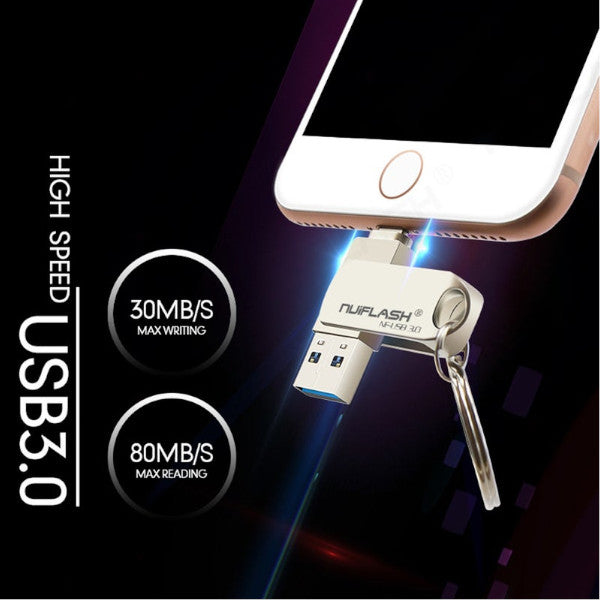 Usb Flash Drive Pendrive For Iphone Xs Max 8 7 6 Ipad 128 Gb Memory Stick Key Lightning
