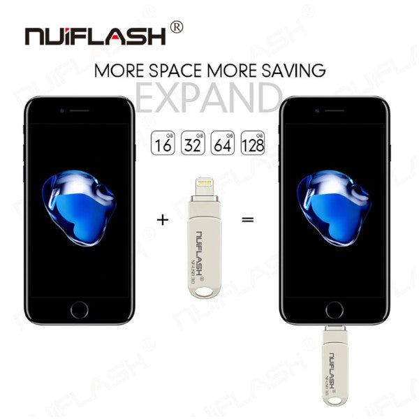 Usb Flash Drive Pendrive For Iphone Xs Max 8 7 6 Ipad 128 Gb Memory Stick Key Lightning