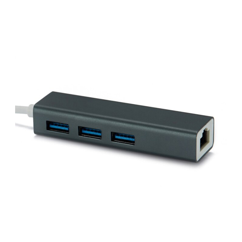 3 X Usb Port / Rj45 Converter Ethernet Adapter 100Mbps Black