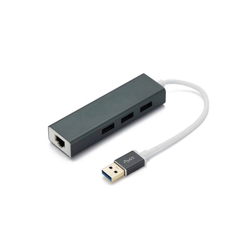 3 X Usb Port / Rj45 Converter Ethernet Adapter 100Mbps Black