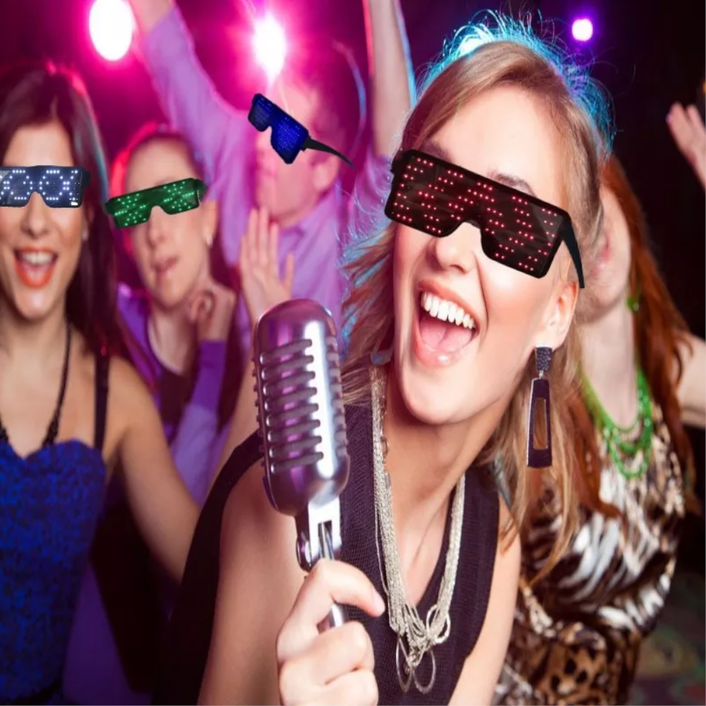 Usb Rechargeable Dynamic Led Light Up 8 Patterns Party Luminous Eyeglasses
