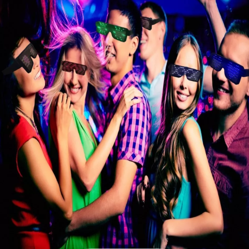 Usb Rechargeable Dynamic Led Light Up 8 Patterns Party Luminous Eyeglasses