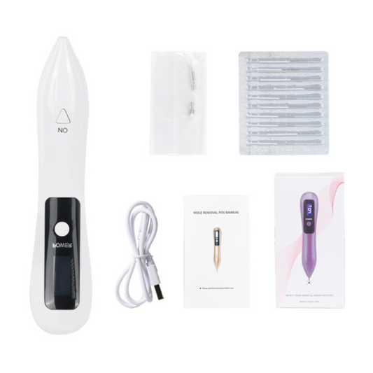 Professional 9 Level Skin Tag & Mole Remover Pen Usb Rechargeable With Led Display Multiple Needles(White)