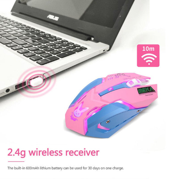 Usb Wireless Gaming Mouse Pink Computer Professional E Sports 2400Dpi Colorful Backlit Silent For Lol Data Laptop Pc