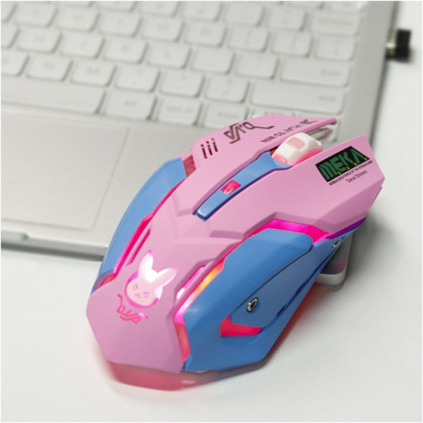 Usb Wireless Gaming Mouse Pink Computer Professional E Sports 2400Dpi Colorful Backlit Silent For Lol Data Laptop Pc