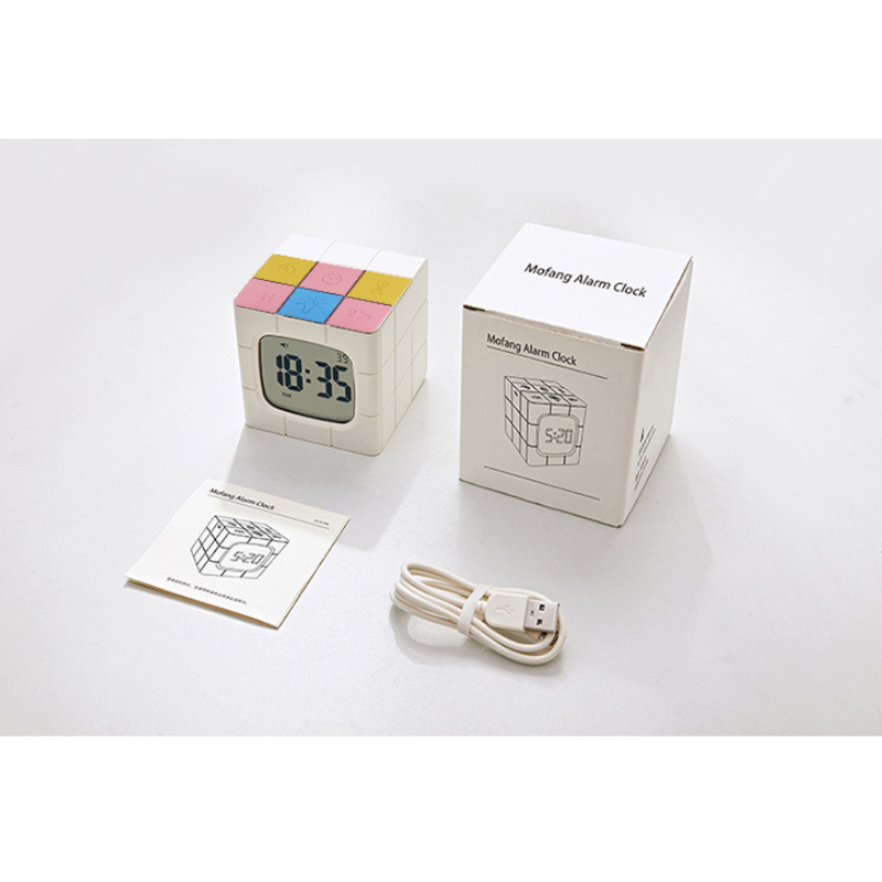 Usb Charging Voice Control Alarm Clock Cube Led Night Light