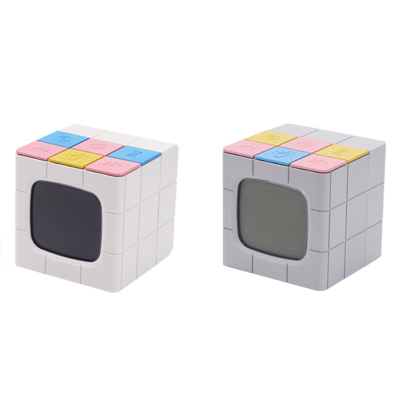 Usb Charging Voice Control Alarm Clock Cube Led Night Light