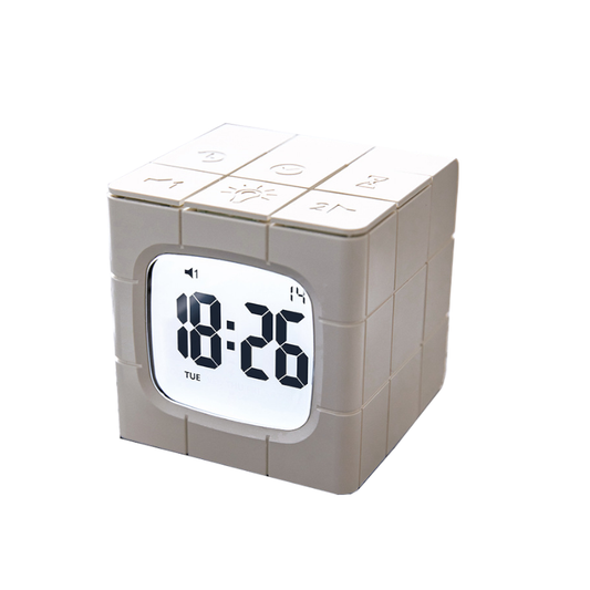 Usb Charging Voice Control Alarm Clock Cube Led Night Light